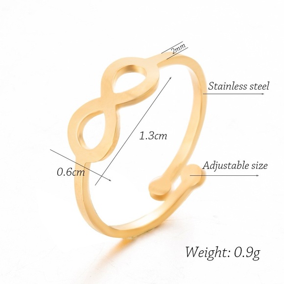 New Gold Stainless Steel Adjustable Infinity Ring - Picture 3 of 3